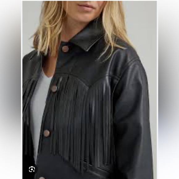 🤠Wrangler Festival Wear Faux Leather Fringe  Over Sized Jacket Medium - Picture 13 of 15